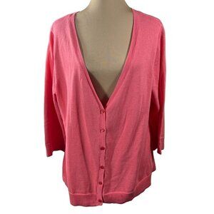 Avenue Studio Cardigan Sweater Button Front Peach Pink Size 14/16 Cotton